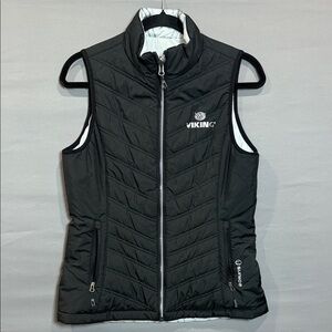 Sunice Women’s Reversible Quilted Vest, Viking Logo, Black, Size M
